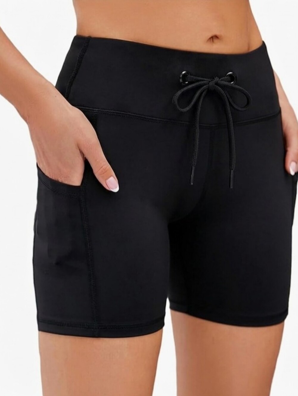 Women's high-waisted athletic shorts—casual summer shorts with pockets suitable